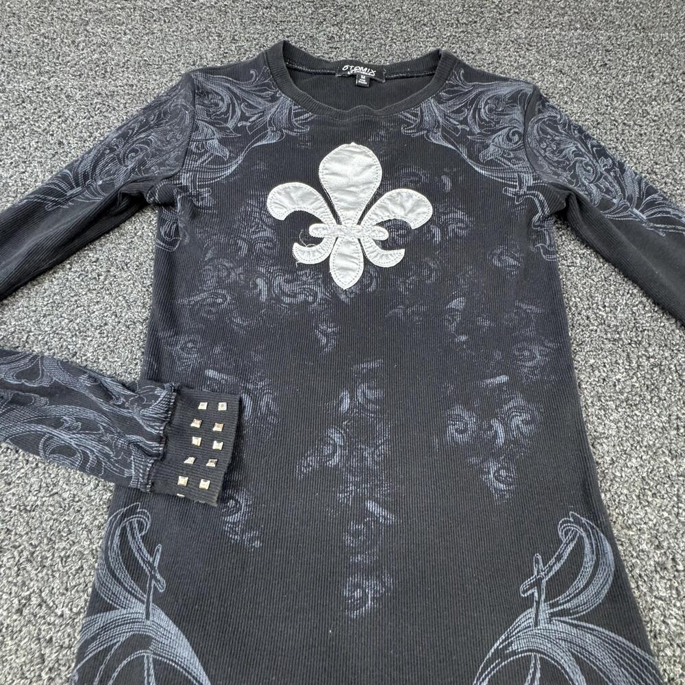 OTOMIX Shirt Womens M Black Crew Neck Long Sleeve Floral Pullover Activewear
